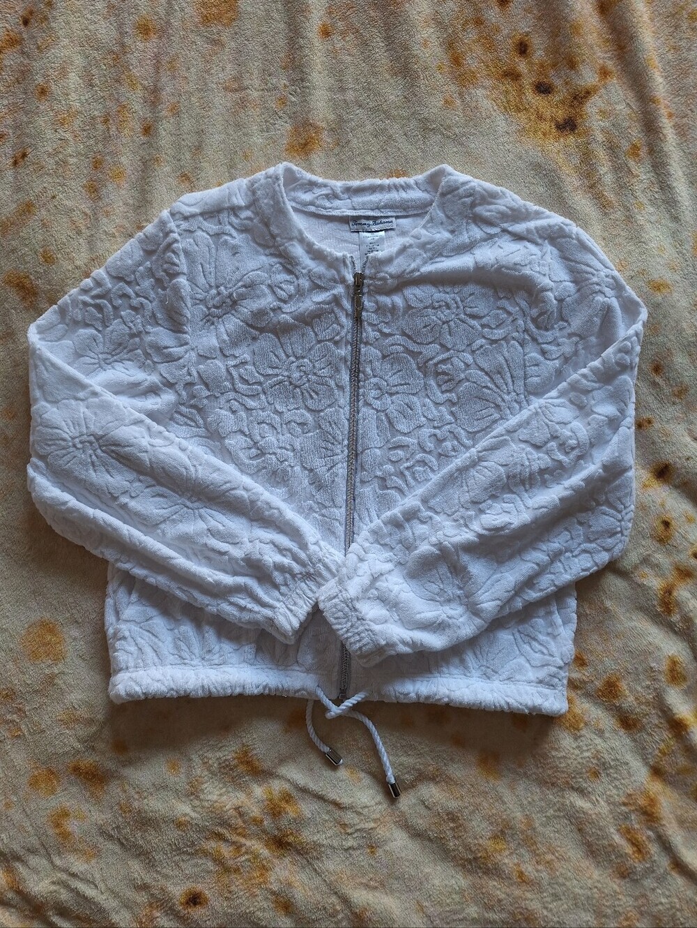 Tommy Bahama Textured Beach Terry Full-Zip Jacket White XS